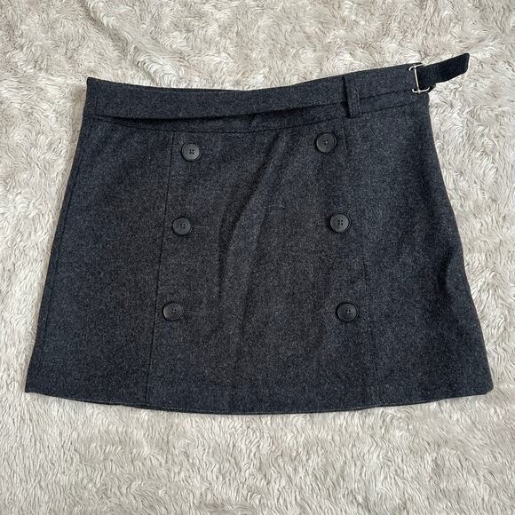 Vintage Y2K Gap Sz 2 European Fit Italian Wool Felted Mini Skirt Gray - Picture 1 of 8